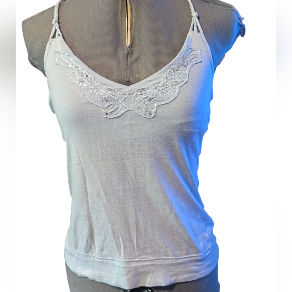 Vintage Y2k Hollister Junior Women Cami Racerback V-Neck Babydoll Top Sz M